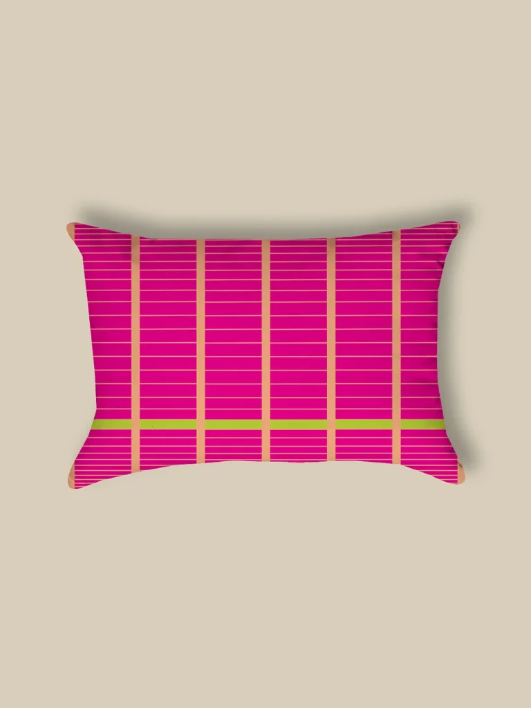 Gnitfee handgemaakt sierkussen Crazy roze en lime